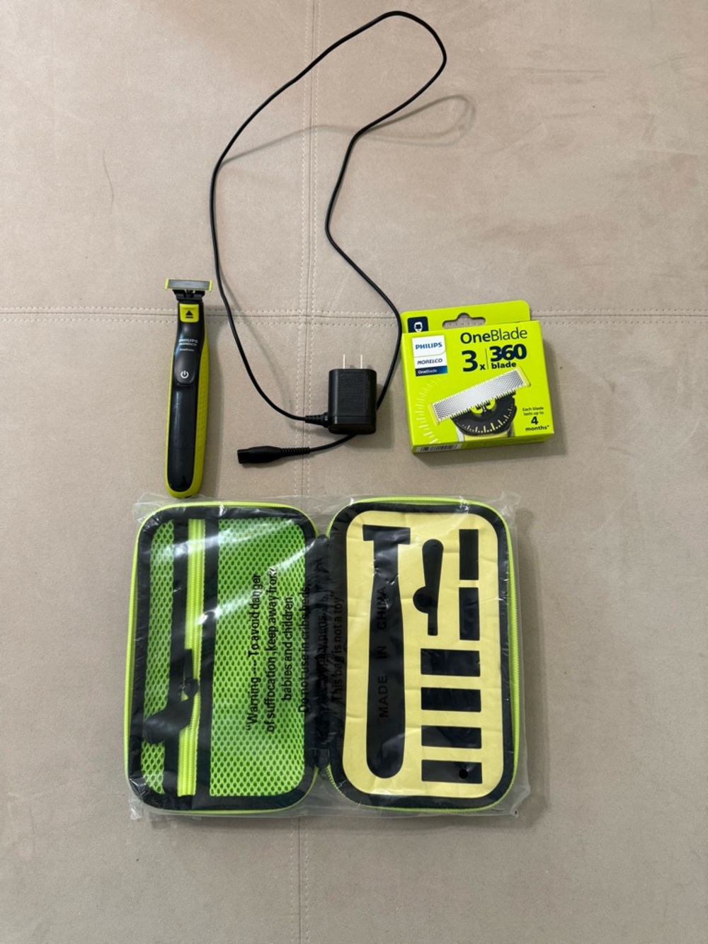 Philips Norelco One 360 Electric Beard Trimmer and Shaver with Case and Blades